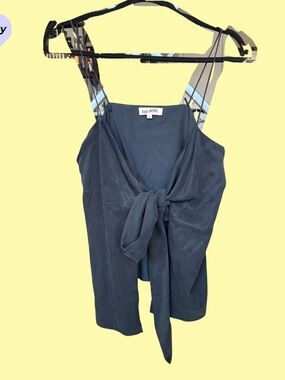 Djerf Avenue Navy Tie-Front Sleeveless Top size M